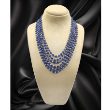 Blue Sapphire Maniya Long Necklace with Shell Pearls