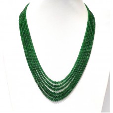 Natural cabochon Zambian Emerald beaded necklace with adjustable tassel cord(sarafa).